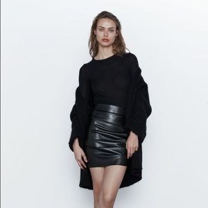 Zara Black Faux Leather Mini Skirt - M